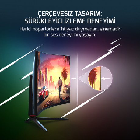 GamePower 32'' Vision V30 Curved 1000R RGB 240Hz 1ms 2K (QHD) , Kvm, Speaker, Type C Gaming Monitör (Sıfır Ölü Piksel Garantili)