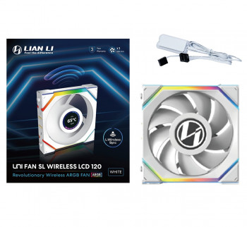 Lian Li UNI FAN SL WIRELESS LCD 1x120mm Beyaz Kasa Fanı (G99.12SLLCD1W1W.00)