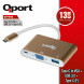 QPORT Q-TV03 TYPE-C TO VGA/USB3.0/TYPE-C(F) FULLHD CEVIRICI